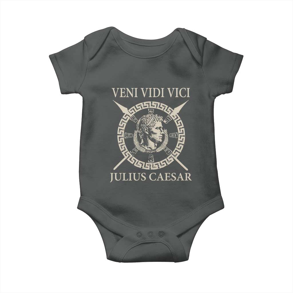 Julius Caesar Baby Onesie Veni Vidi Vici Roman History TS11 Dark Heather Print Your Wear