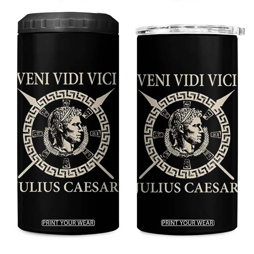 Julius Caesar 4 in 1 Can Cooler Tumbler Veni Vidi Vici Roman History TS11 One Size: 16 oz Black Print Your Wear