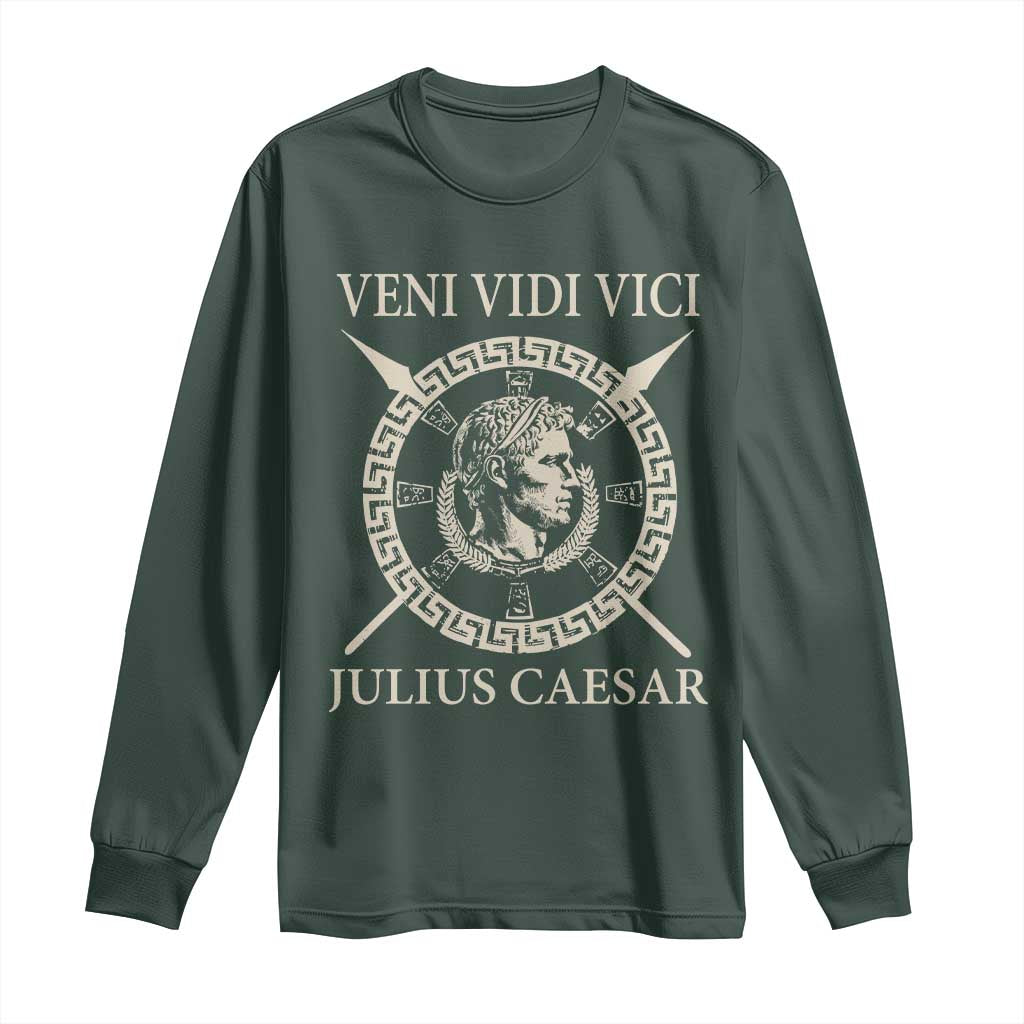 Julius Caesar Long Sleeve Shirt Veni Vidi Vici Roman History TS11 Dark Forest Green Print Your Wear