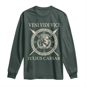 Julius Caesar Long Sleeve Shirt Veni Vidi Vici Roman History TS11 Dark Forest Green Print Your Wear