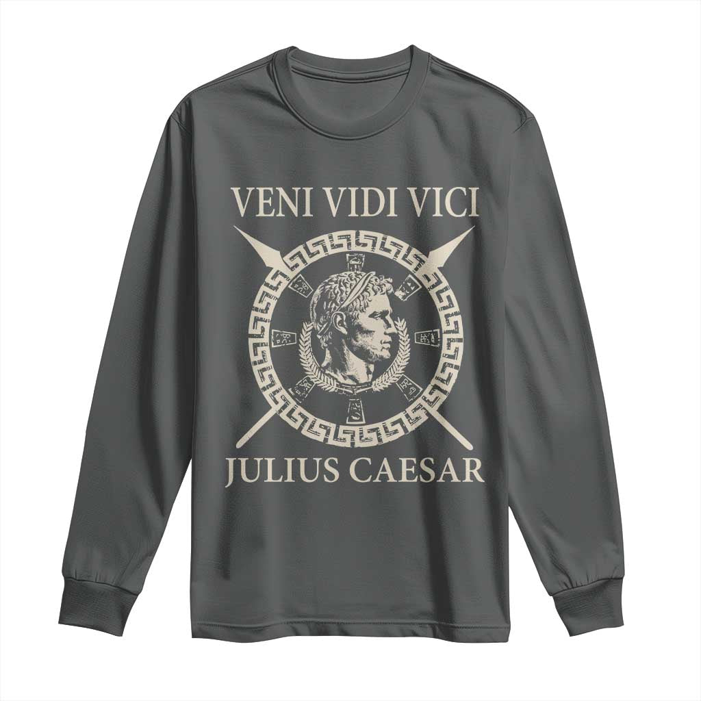 Julius Caesar Long Sleeve Shirt Veni Vidi Vici Roman History TS11 Dark Heather Print Your Wear