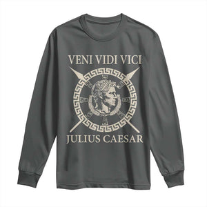 Julius Caesar Long Sleeve Shirt Veni Vidi Vici Roman History TS11 Dark Heather Print Your Wear