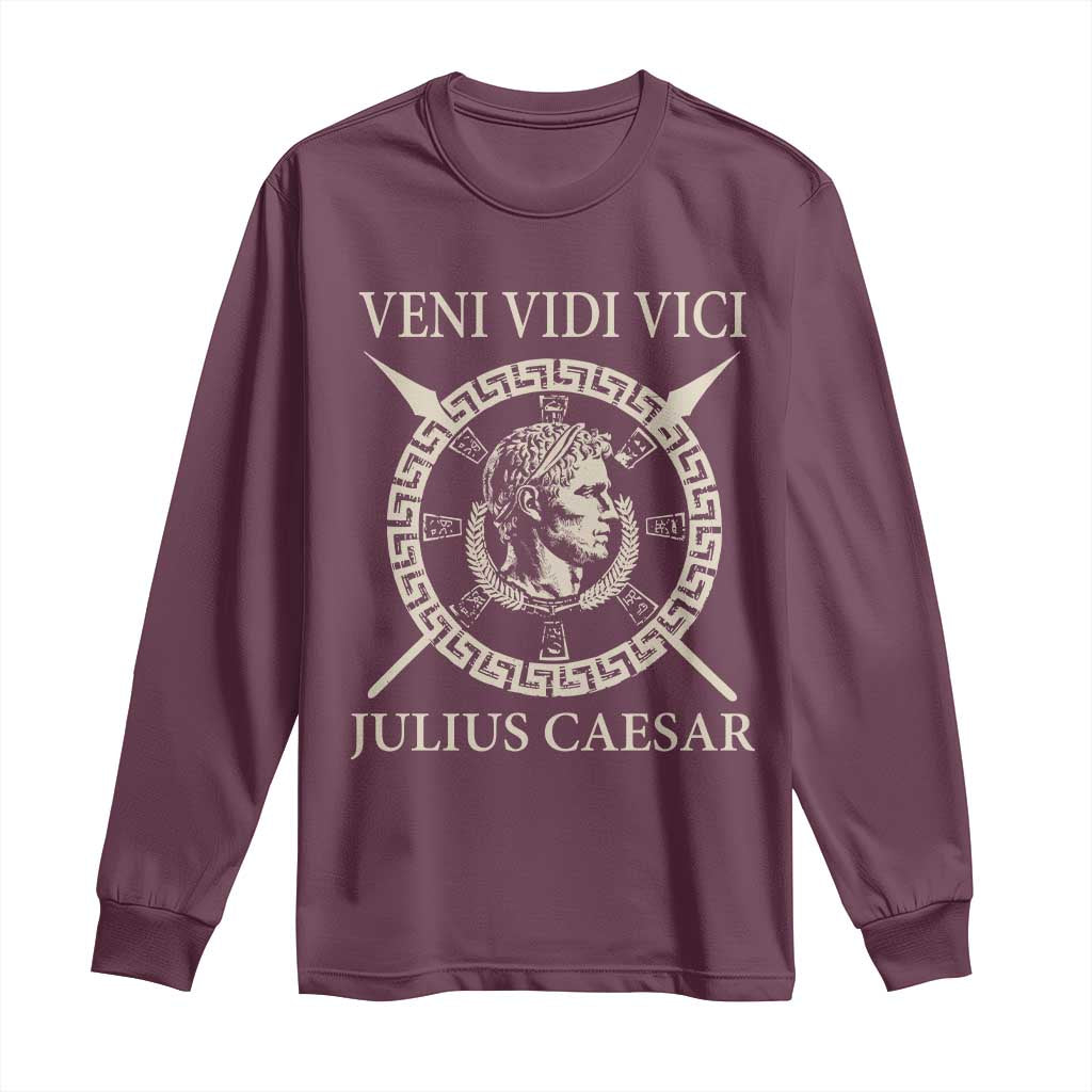 Julius Caesar Long Sleeve Shirt Veni Vidi Vici Roman History TS11 Maroon Print Your Wear