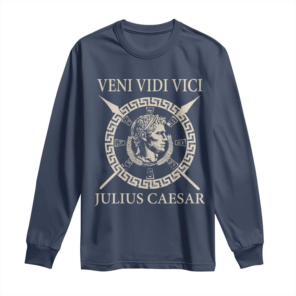 Julius Caesar Long Sleeve Shirt Veni Vidi Vici Roman History TS11 Navy Print Your Wear
