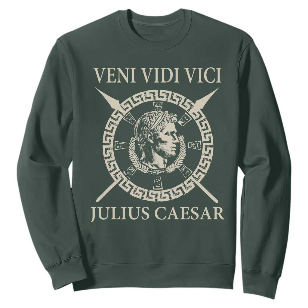 Julius Caesar Sweatshirt Veni Vidi Vici Roman History TS11 Dark Forest Green Print Your Wear