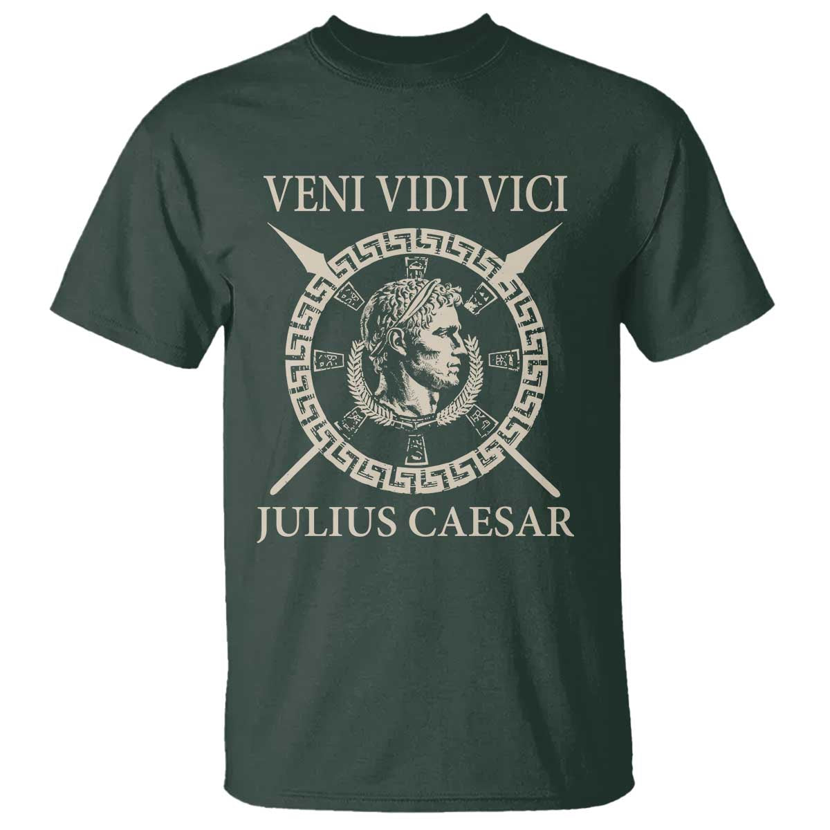 Julius Caesar T Shirt Veni Vidi Vici Roman History TS11 Dark Forest Green Print Your Wear