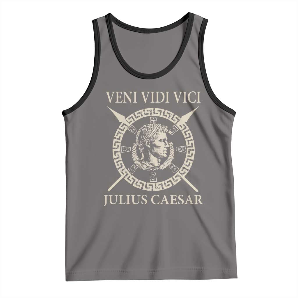 Julius Caesar Tank Top Veni Vidi Vici Roman History TS11 Deep Heather Black Print Your Wear