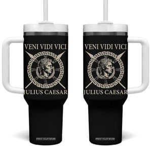 Julius Caesar Tumbler With Handle Veni Vidi Vici Roman History TS11 One Size: 40 oz Black Print Your Wear