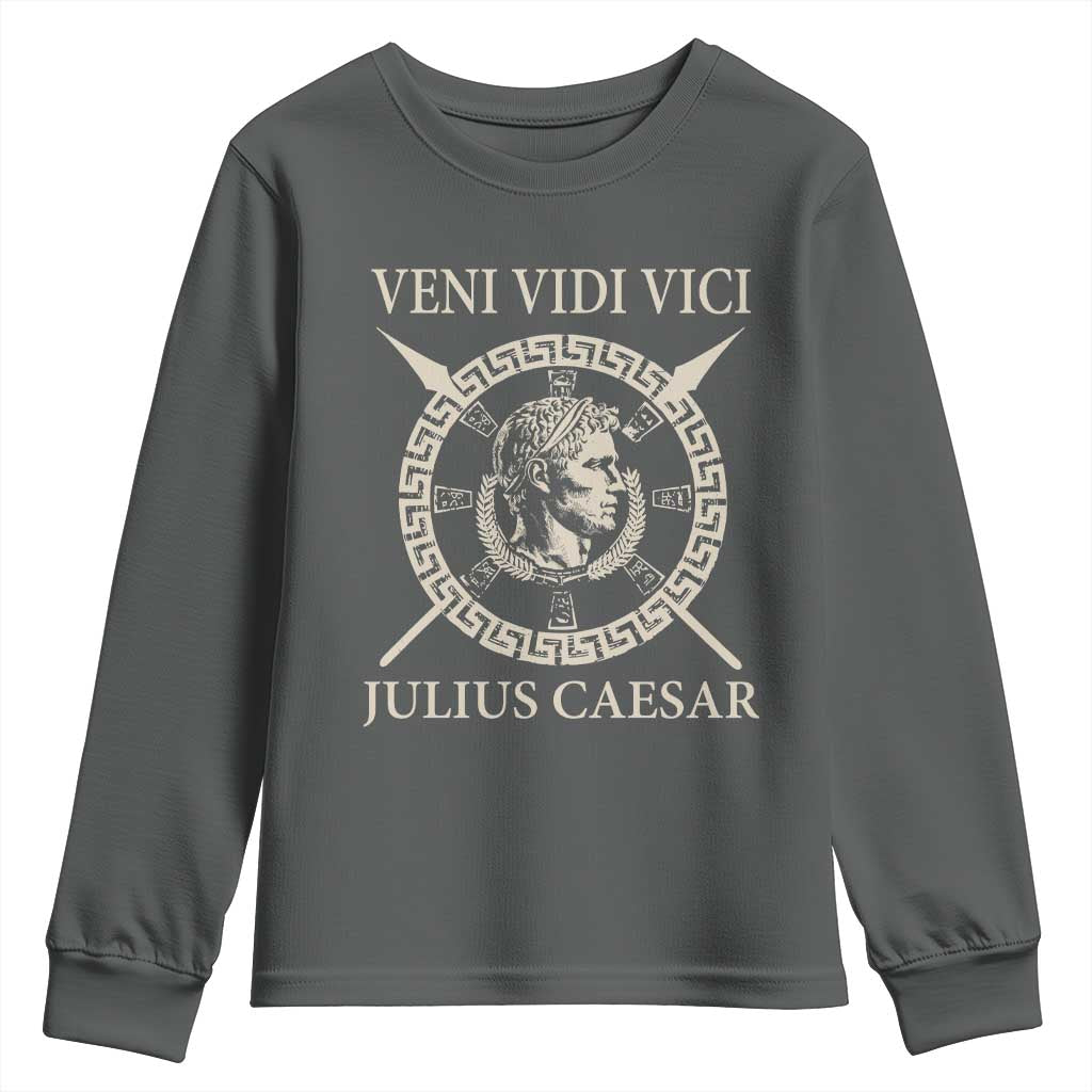 Julius Caesar Youth Sweatshirt Veni Vidi Vici Roman History TS11 Dark Heather Print Your Wear