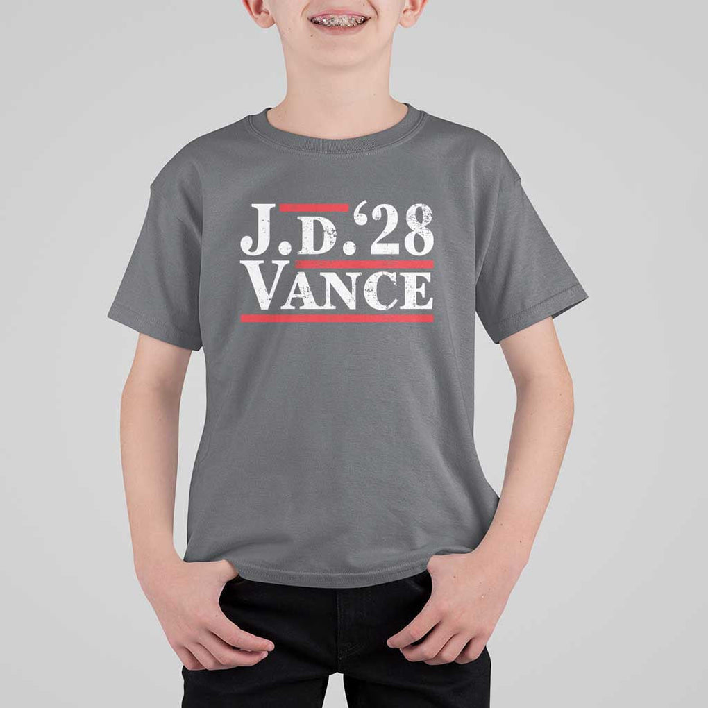 J.D Vance'28 T Shirt For Kid US Presidential Election Vintage Stripes TS11 Charcoal Print Your Wear
