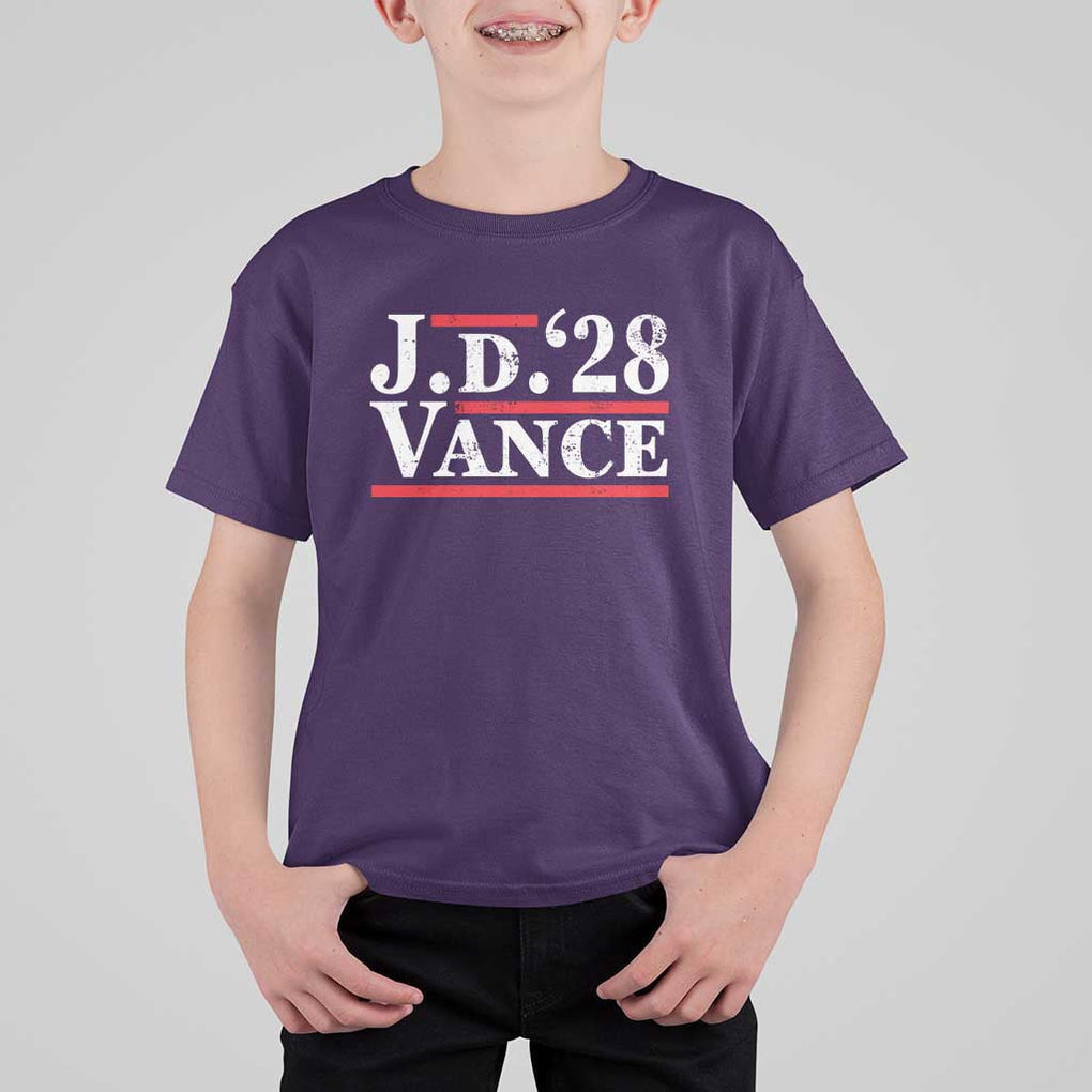 J.D Vance'28 T Shirt For Kid US Presidential Election Vintage Stripes TS11 Purple Print Your Wear