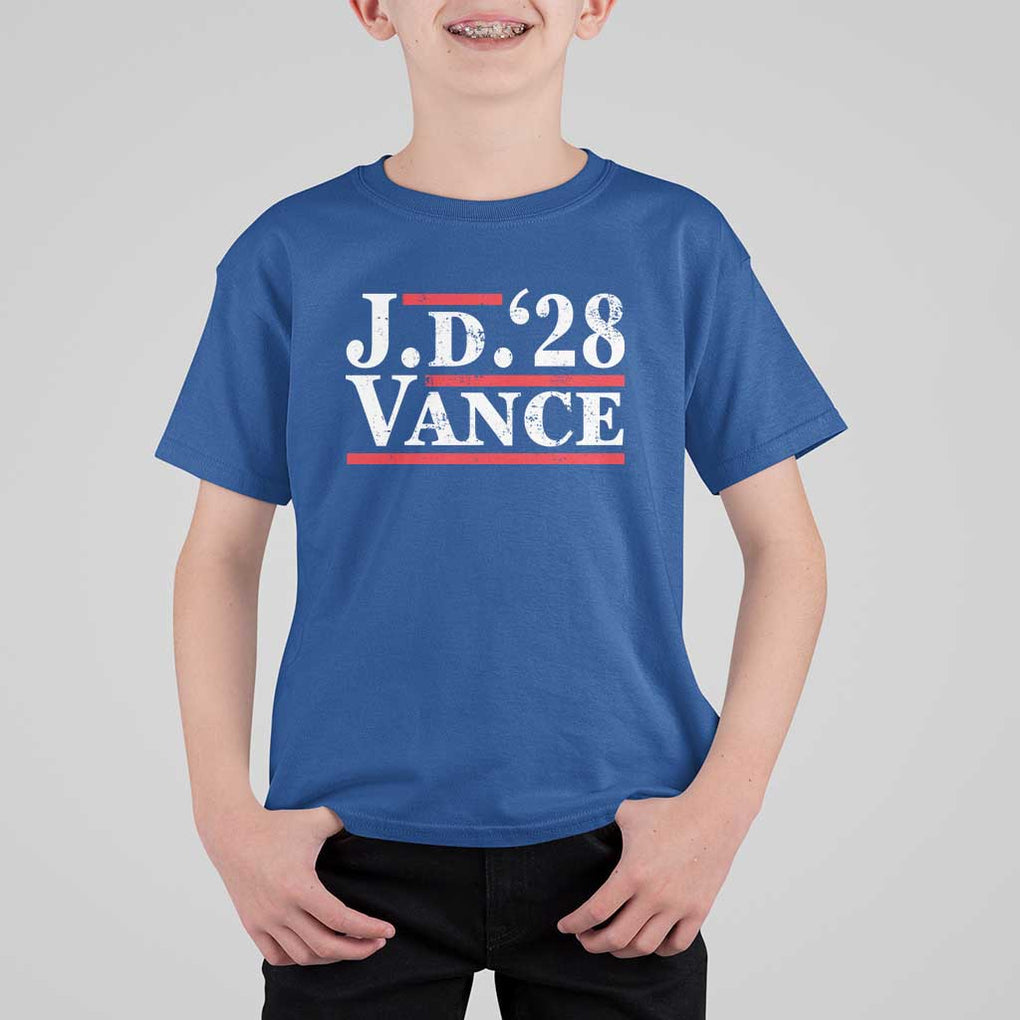 J.D Vance'28 T Shirt For Kid US Presidential Election Vintage Stripes TS11 Royal Blue Print Your Wear