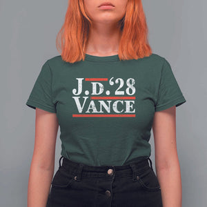 J.D Vance'28 T Shirt For Women US Presidential Election Vintage Stripes TS11 Dark Forest Green Print Your Wear
