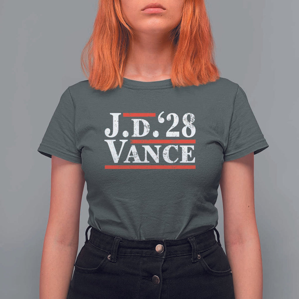 J.D Vance'28 T Shirt For Women US Presidential Election Vintage Stripes TS11 Dark Heather Print Your Wear
