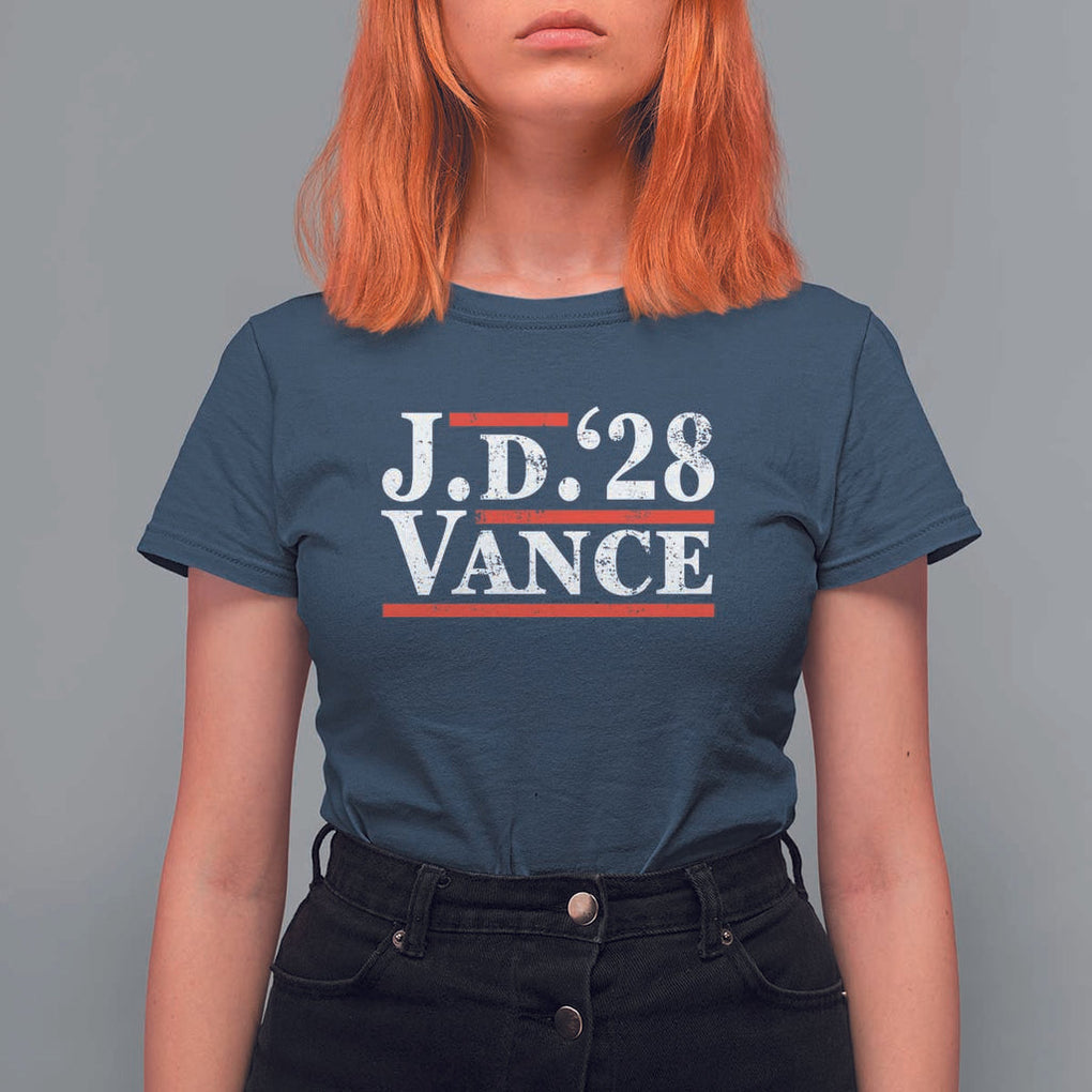 J.D Vance'28 T Shirt For Women US Presidential Election Vintage Stripes TS11 Navy Print Your Wear