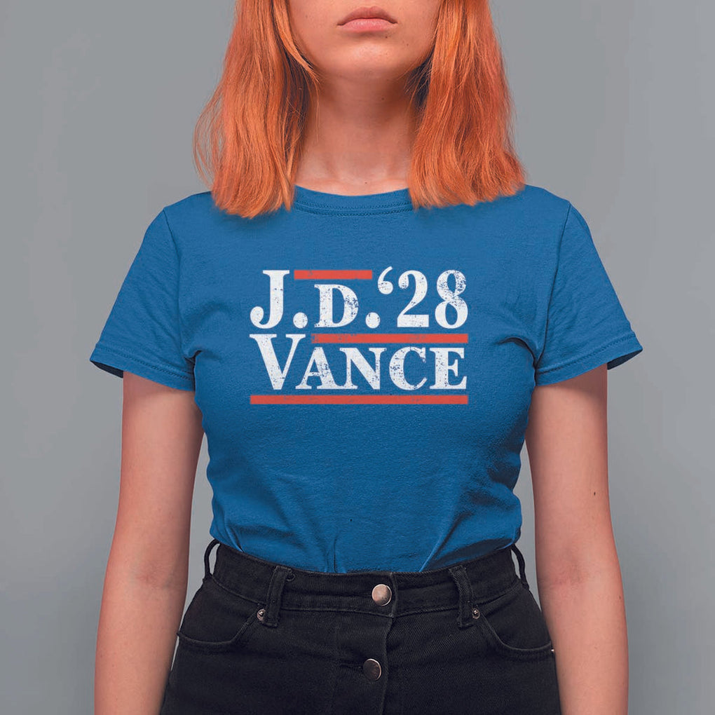 J.D Vance'28 T Shirt For Women US Presidential Election Vintage Stripes TS11 Royal Blue Print Your Wear