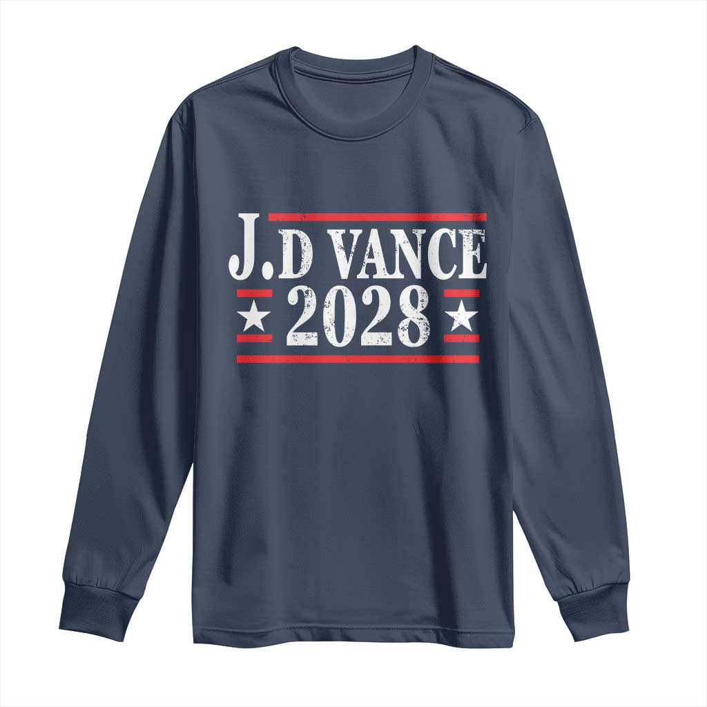 J.D Vance 2028 Long Sleeve Shirt Vintage Striped Star TS11 Navy Print Your Wear
