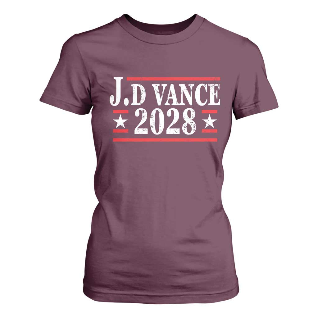 J.D Vance 2028 T Shirt For Women Vintage Striped Star TS11 Maroon Print Your Wear