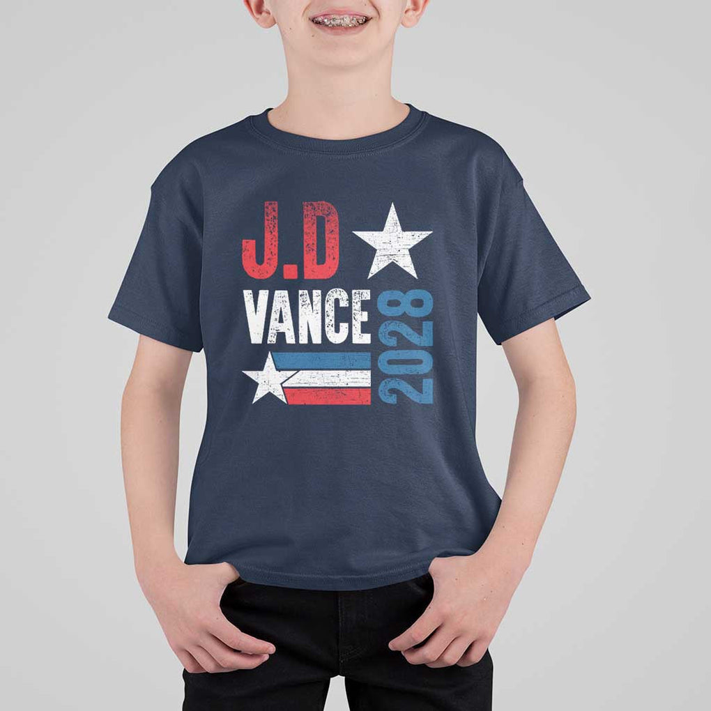 J.D Vance 2028 T Shirt For Kid Vintage US Presidential Election Star TS11 Navy Print Your Wear