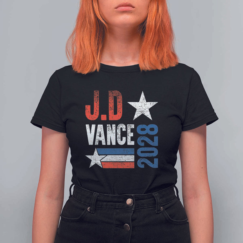 J.D Vance 2028 T Shirt For Women Vintage US Presidential Election Star TS11 Black Print Your Wear