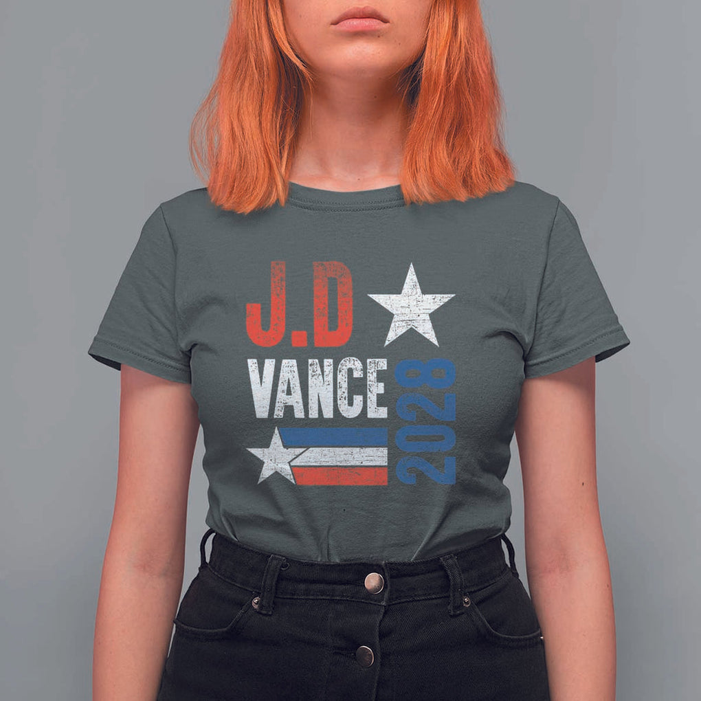 J.D Vance 2028 T Shirt For Women Vintage US Presidential Election Star TS11 Dark Heather Print Your Wear