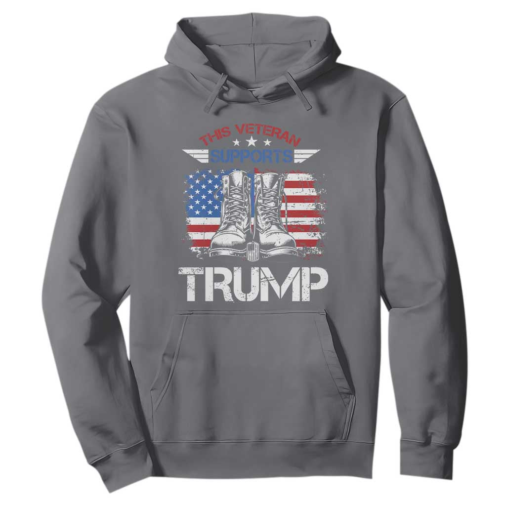 Trump Supporter Hoodie This Veteran Supports Trump American Flag TS11 Charcoal Print Your Wear