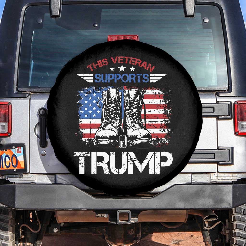 Trump Supporter Spare Tire Cover This Veteran Supports Trump American Flag TS11 No hole Black Print Your Wear