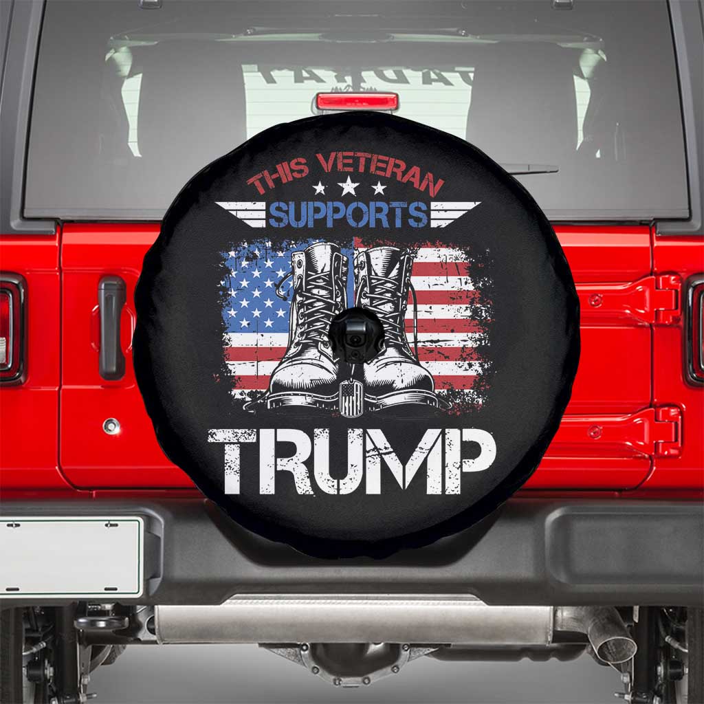 Trump Supporter Spare Tire Cover This Veteran Supports Trump American Flag TS11 Black Print Your Wear
