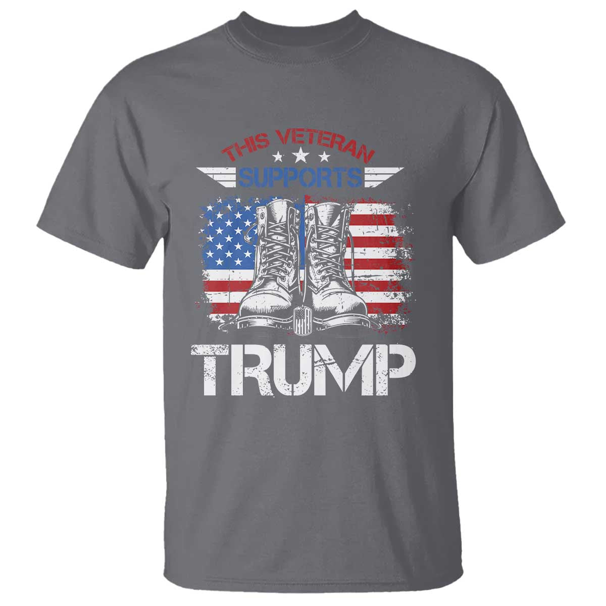 Trump Supporter T Shirt This Veteran Supports Trump American Flag TS11 Charcoal Print Your Wear
