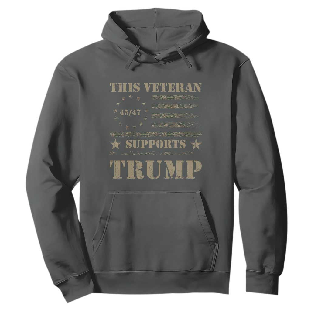Trump Supporter 2024 Hoodie This Veteran Supports Trump Camo Betsy Ross Flag TS11 Dark Heather Print Your Wear
