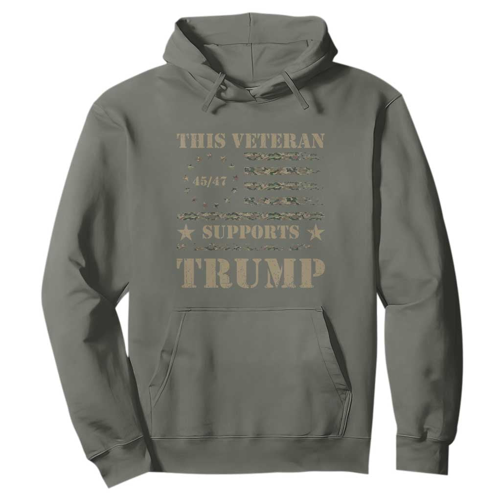 Trump Supporter 2024 Hoodie This Veteran Supports Trump Camo Betsy Ross Flag TS11 Military Green Print Your Wear
