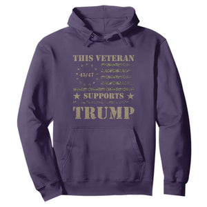 Trump Supporter 2024 Hoodie This Veteran Supports Trump Camo Betsy Ross Flag TS11 Purple Print Your Wear