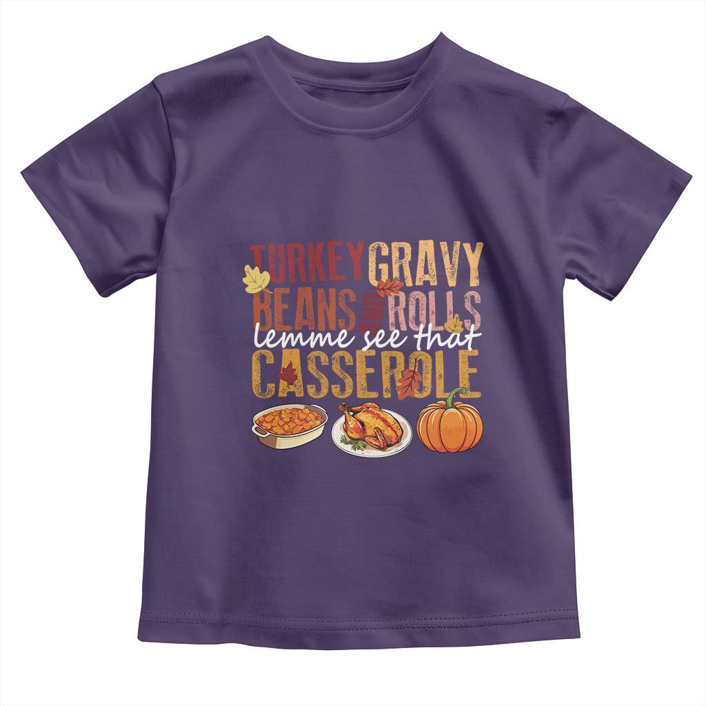 Thanksgiving Baby Shirt Turkey Gravy Beans And Rolls Lemme See That Casserole Foods TS11 Purple Print Your Wear