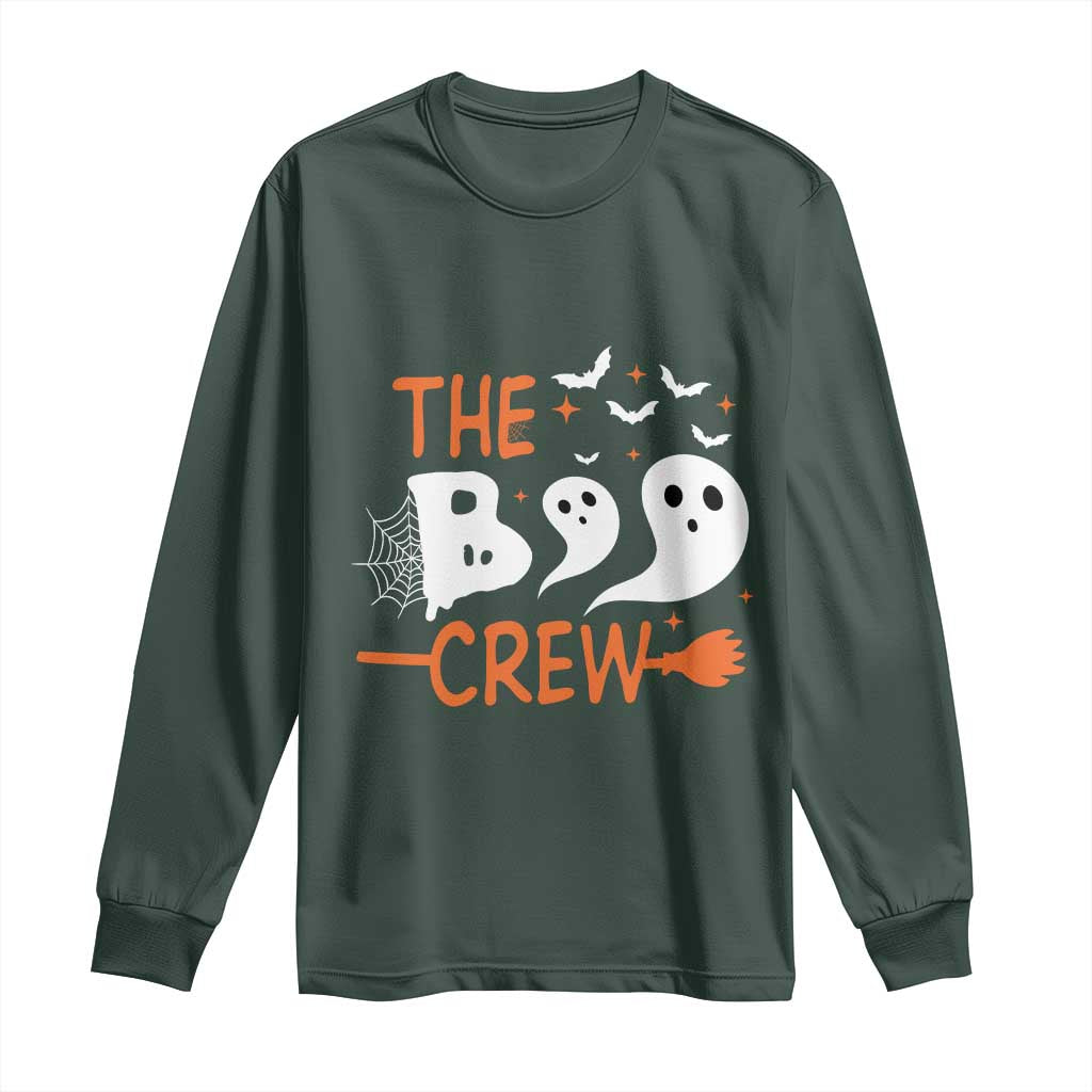 Halloween Long Sleeve Shirt The Boo Crew Trick Or Treat Ghost Squad TS11 Dark Forest Green Print Your Wear