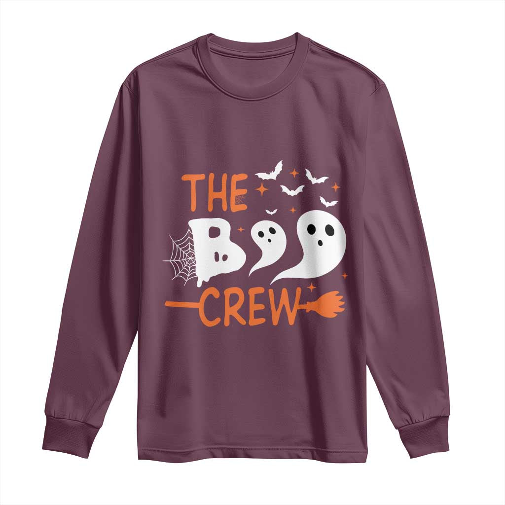 Halloween Long Sleeve Shirt The Boo Crew Trick Or Treat Ghost Squad TS11 Maroon Print Your Wear