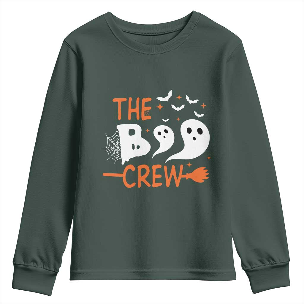 Halloween Youth Sweatshirt The Boo Crew Trick Or Treat Ghost Squad TS11 Dark Forest Green Print Your Wear