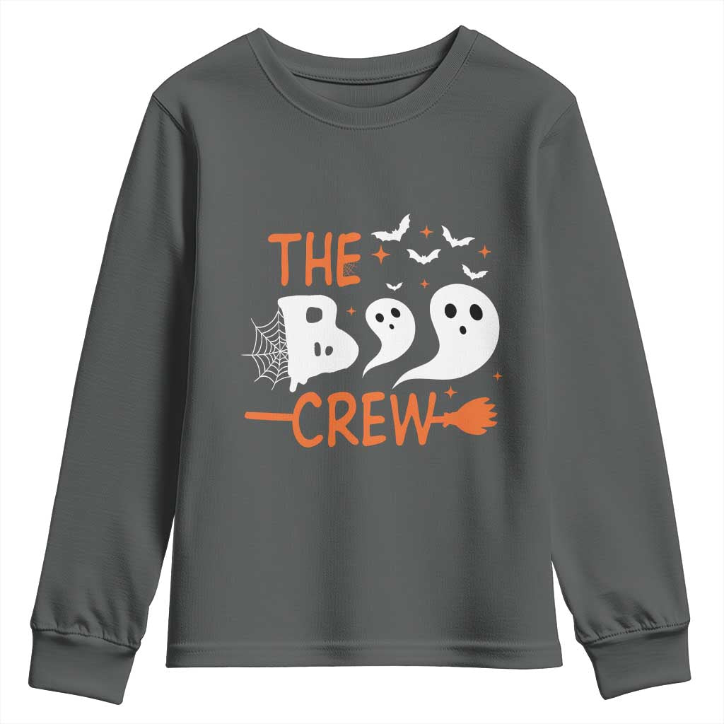 Halloween Youth Sweatshirt The Boo Crew Trick Or Treat Ghost Squad TS11 Dark Heather Print Your Wear