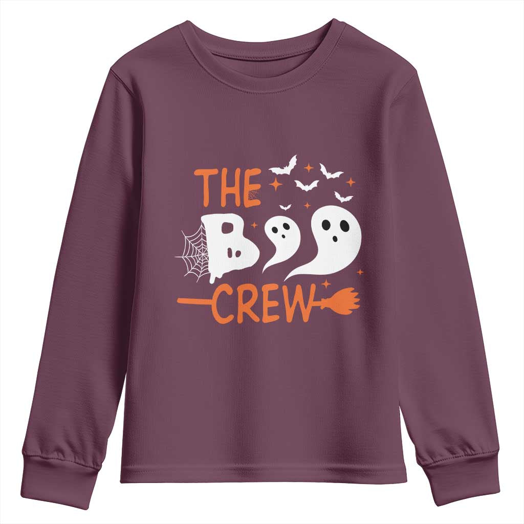 Halloween Youth Sweatshirt The Boo Crew Trick Or Treat Ghost Squad TS11 Maroon Print Your Wear