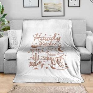 Halloween Cowgirl Throw Blanket Howdy Witches Retro Cowboy Boots Witch Hat Broom TS11 Print Your Wear
