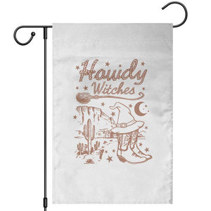 Halloween Cowgirl Garden Flag Howdy Witches Retro Cowboy Boots Witch Hat Broom TS11 White Print Your Wear