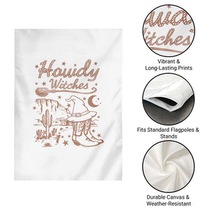 Halloween Cowgirl Garden Flag Howdy Witches Retro Cowboy Boots Witch Hat Broom TS11 Print Your Wear