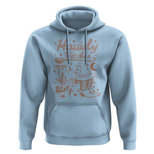 Halloween Cowgirl Hoodie Howdy Witches Retro Cowboy Boots Witch Hat Broom TS11 Light Blue Print Your Wear