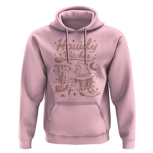Halloween Cowgirl Hoodie Howdy Witches Retro Cowboy Boots Witch Hat Broom TS11 Light Pink Print Your Wear