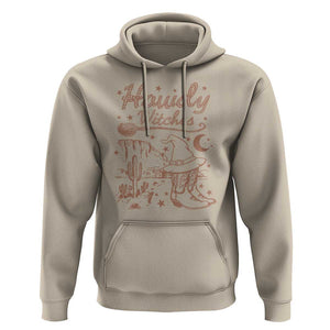 Halloween Cowgirl Hoodie Howdy Witches Retro Cowboy Boots Witch Hat Broom TS11 Sand Print Your Wear