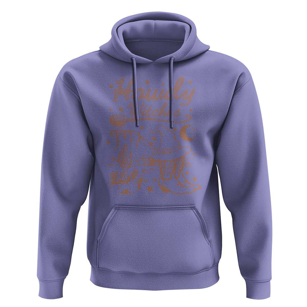 Halloween Cowgirl Hoodie Howdy Witches Retro Cowboy Boots Witch Hat Broom TS11 Violet Print Your Wear