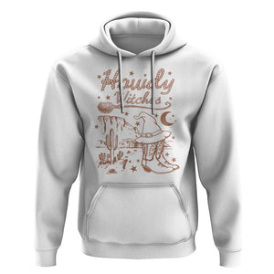 Halloween Cowgirl Hoodie Howdy Witches Retro Cowboy Boots Witch Hat Broom TS11 White Print Your Wear