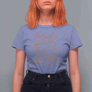 Halloween Cowgirl T Shirt For Women Howdy Witches Retro Cowboy Boots Witch Hat Broom TS11 Violet Print Your Wear