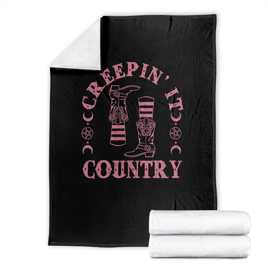 Halloween Cowgirl Throw Blanket Creepin It Country Cowboy Boots Witch Socks Pentagram TS11 Black Print Your Wear