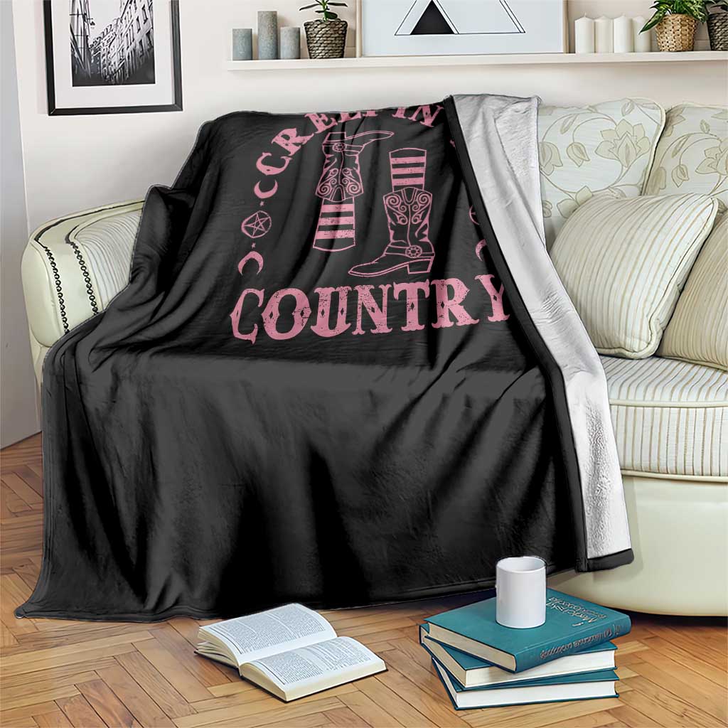 Halloween Cowgirl Throw Blanket Creepin It Country Cowboy Boots Witch Socks Pentagram TS11 Print Your Wear