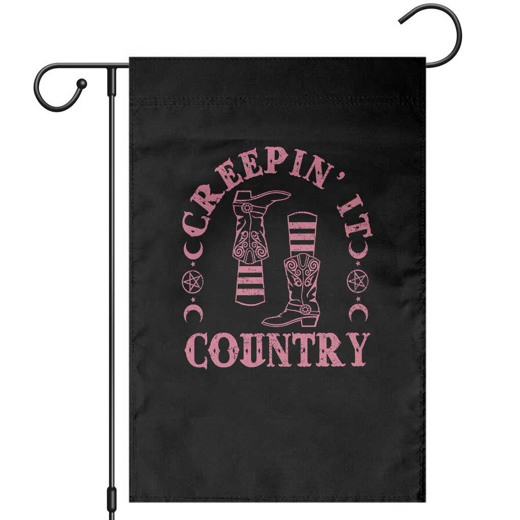 Halloween Cowgirl Garden Flag Creepin It Country Cowboy Boots Witch Socks Pentagram TS11 Black Print Your Wear